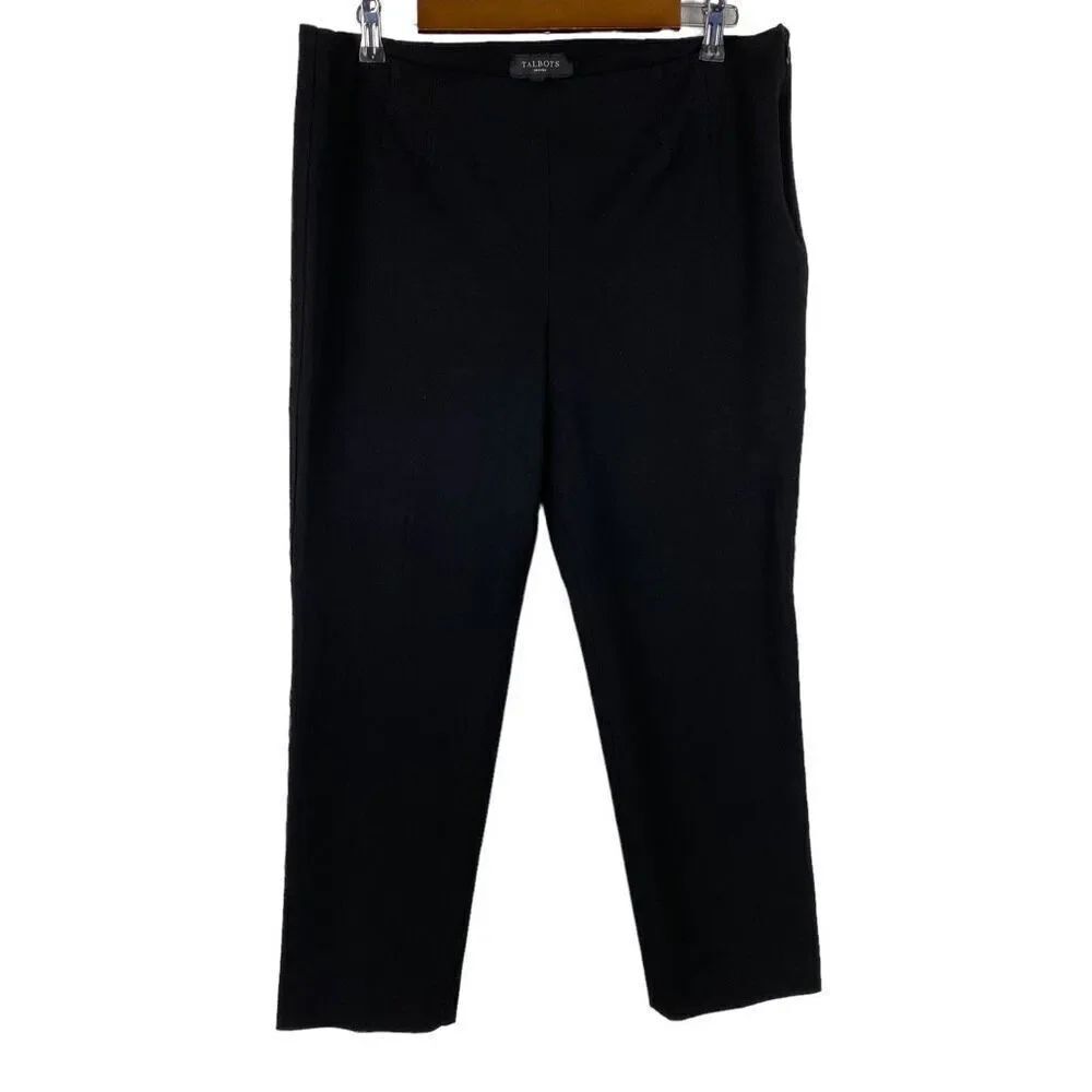 Talbots Women's Refined Bi-Stretch Straight-Leg Pants size 14P Black